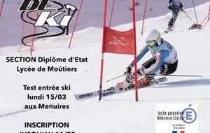 Test entrée Section DE ski - Lycée de Moûtiers - 15/03 (Inscription avant 11/03)
